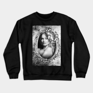 Black and white portrait girl digital artwork Crewneck Sweatshirt